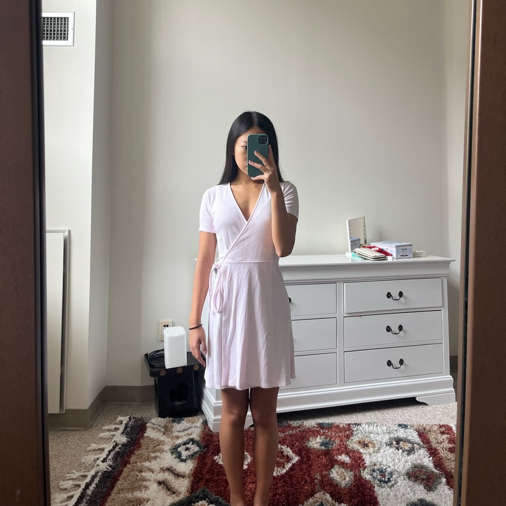 Light Pink Aritzia Sunday Best Giselle Wrap Dress